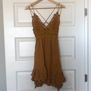 Free People Adella Slip Dress in Mustard